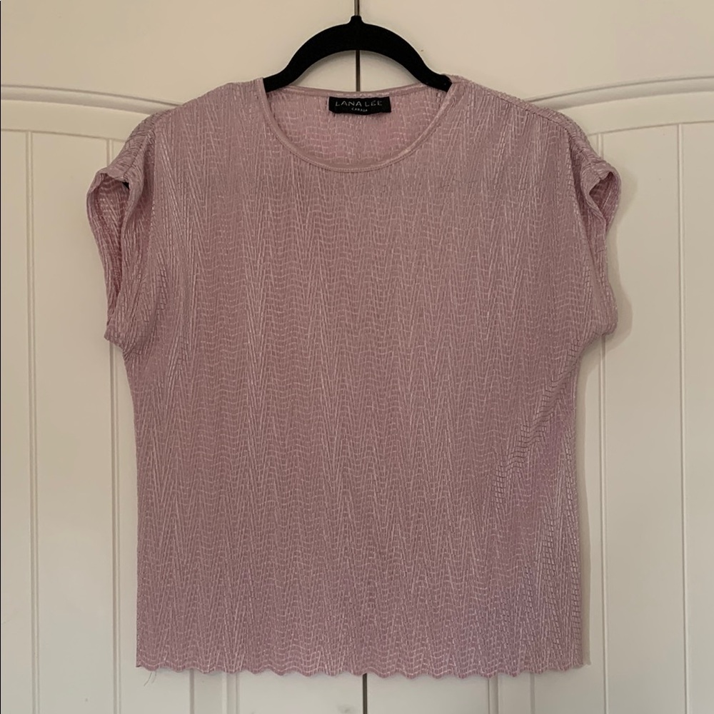 Pink Ribbed Boxy Short Sleeve Tee